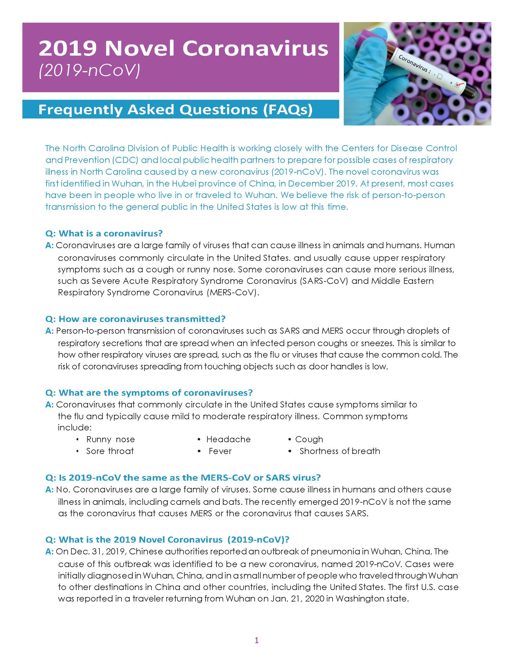 Frequently Asked Questions for COVID-19 (Coronavirus), News